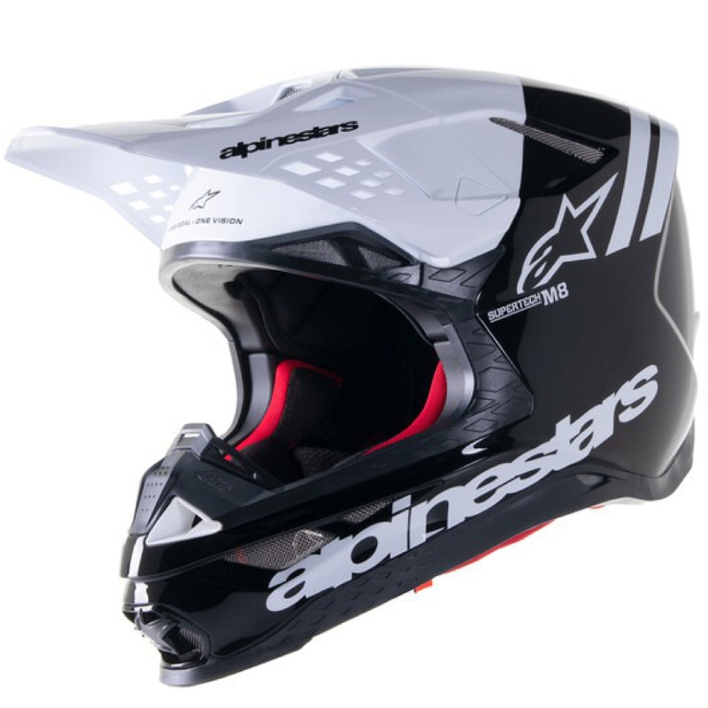 Alpinestars Supertech S-M8 Radium 2 Мотокрос каска черно и бяло