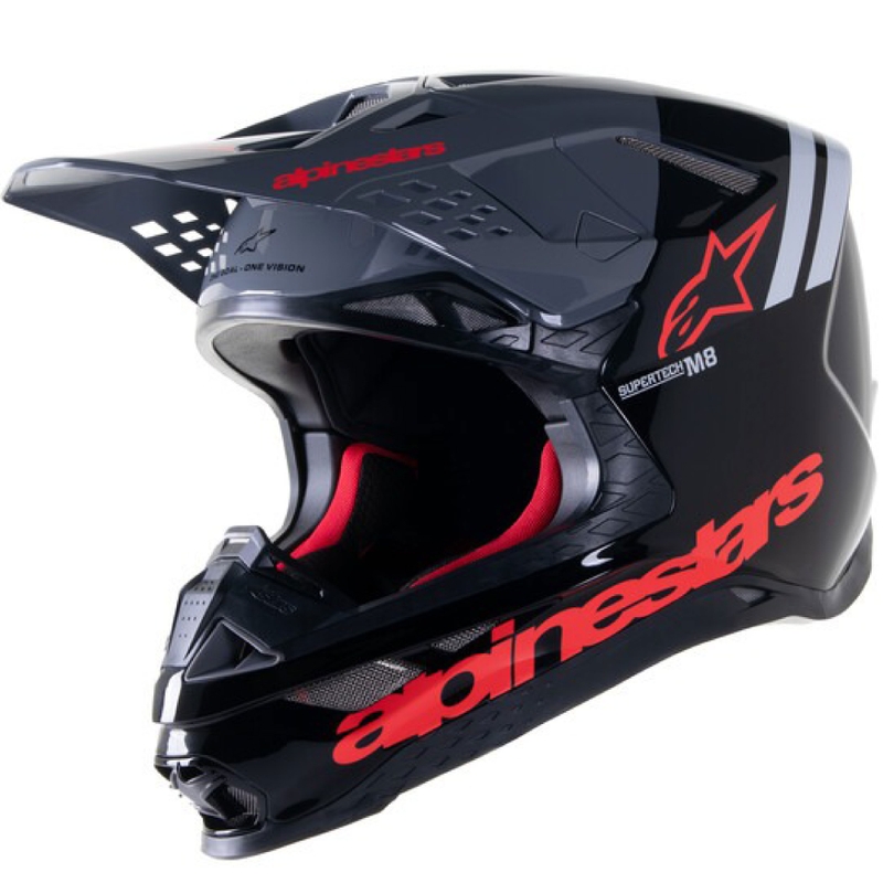 Alpinestars Supertech S-M8 Radium 2 мотокрос каска черно-сиво-червена
