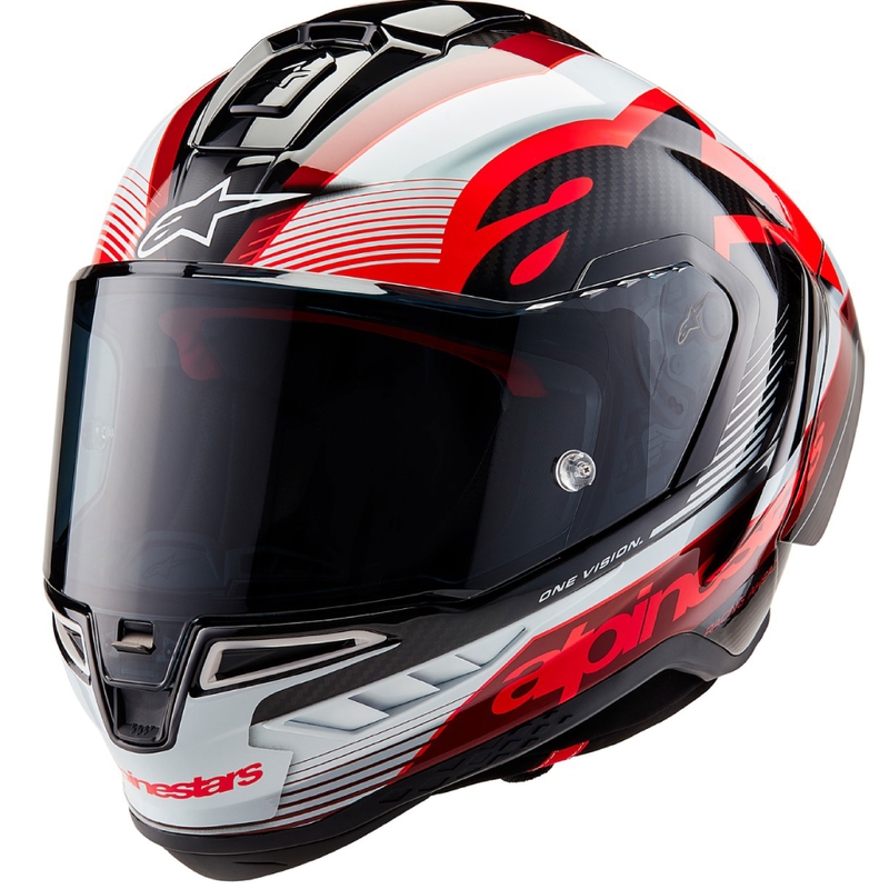 Alpinestars Supertech R-10 Team карбонова червено-бяла интегрална мотоциклетна каска