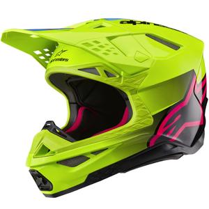 Alpinestars Supertech S-M10 Unite флуорово жълто-черно-розова мотокрос каска