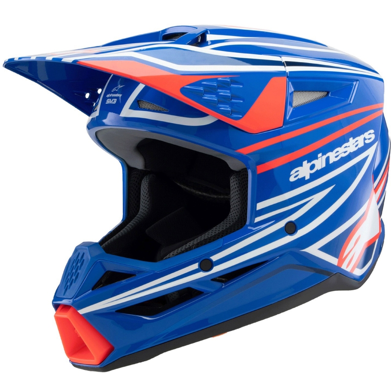 Детска мотокрос каска Alpinestars S-M3 WURX, синьо-червено-бяло-черно
