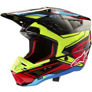 Alpinestars S-M5 Action 2 флуорово жълто-флуорово червено мотокрос каска