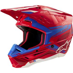 Alpinestars S-M5 Action 2 флуорово червено-синя мотокрос каска
