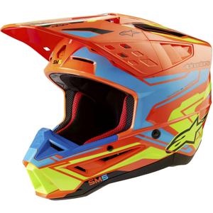 Alpinestars S-M5 Action 2 флуоро-оранжево-светло синьо-флуоро-жълто мотокрос каска