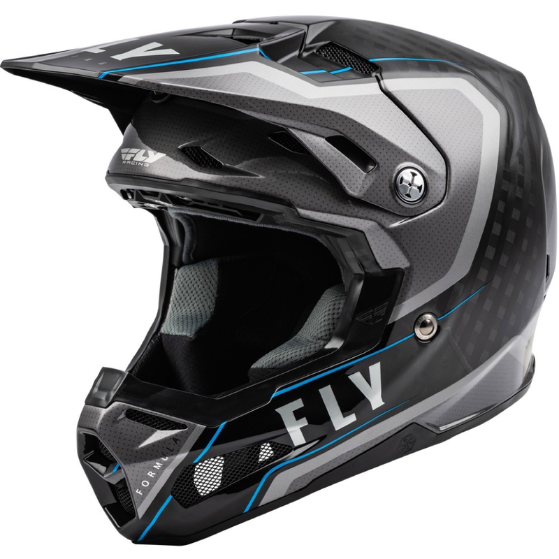 Мотокрос каска FLY Racing Formula Axon черно-сиво-синя