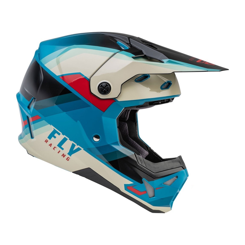 Каска за мотокрос FLY Racing Formula CP черно-сиво-тюркоазена