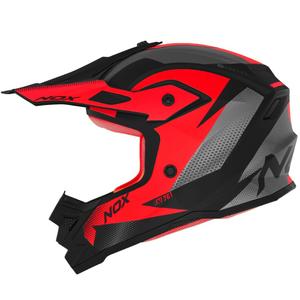 Детска каска за мотокрос NOX N761 MX флуо червено-черно-сива