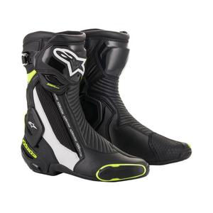 Alpinestars SMX Plus 2 черно-бяло-флуорово-жълти ботуши за мотоциклет