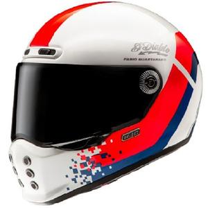 Интегрална мотоциклетна каска HJC V10 Fabio Quartararo 20 Retro бяло-червено-синьо