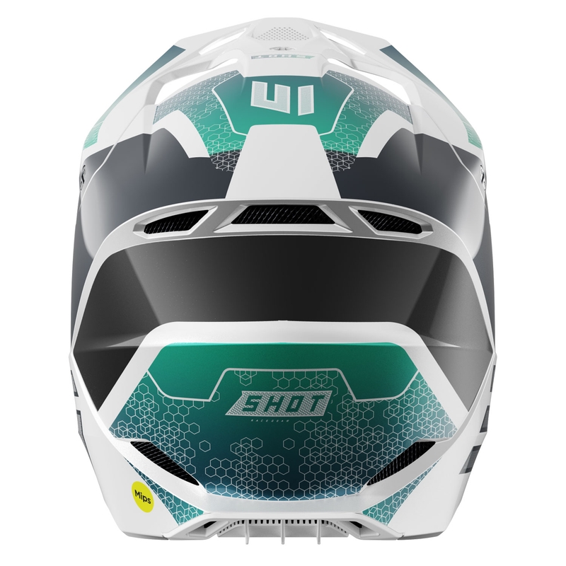 Каска за мотокрос Shot Race Phaser pearl black-turquoise-white