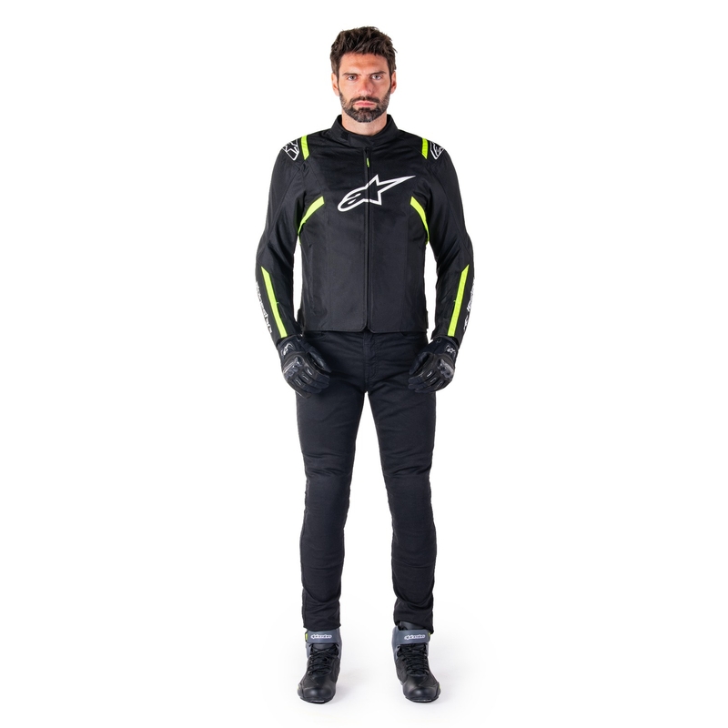 Alpinestars T-SPS 2 Водоустойчиво черно, бяло и флуорово жълто яке за мотоциклет