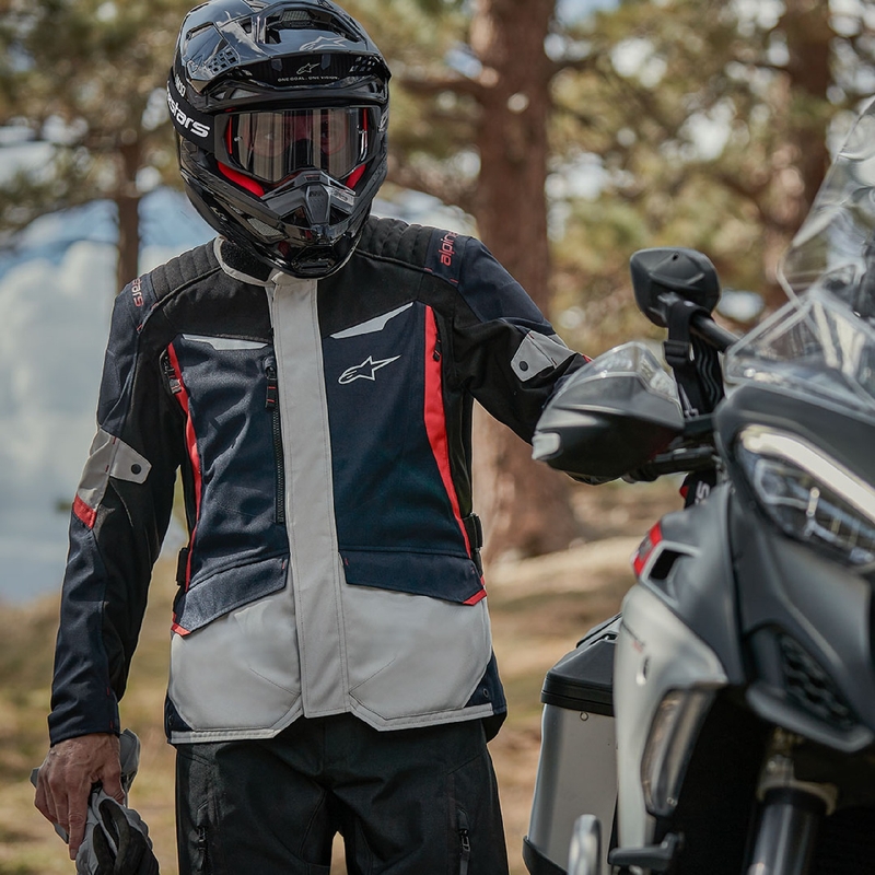 Alpinestars ST-1 Водоустойчиво яке за мотоциклет тъмно синьо-черно-червено