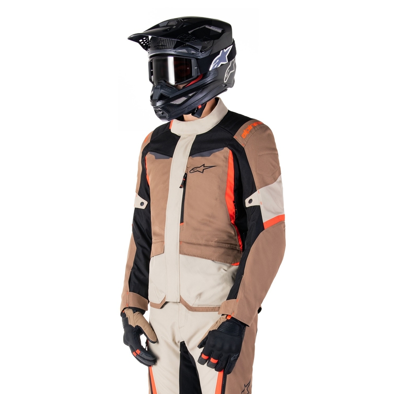 Alpinestars ST-1 Водоустойчиво мотоциклетно яке каки-пясъчно-черно-флуо червено