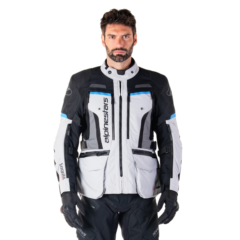 Alpinestars Bogota PRO Drystar сиво-черно-синьо яке за мотоциклет