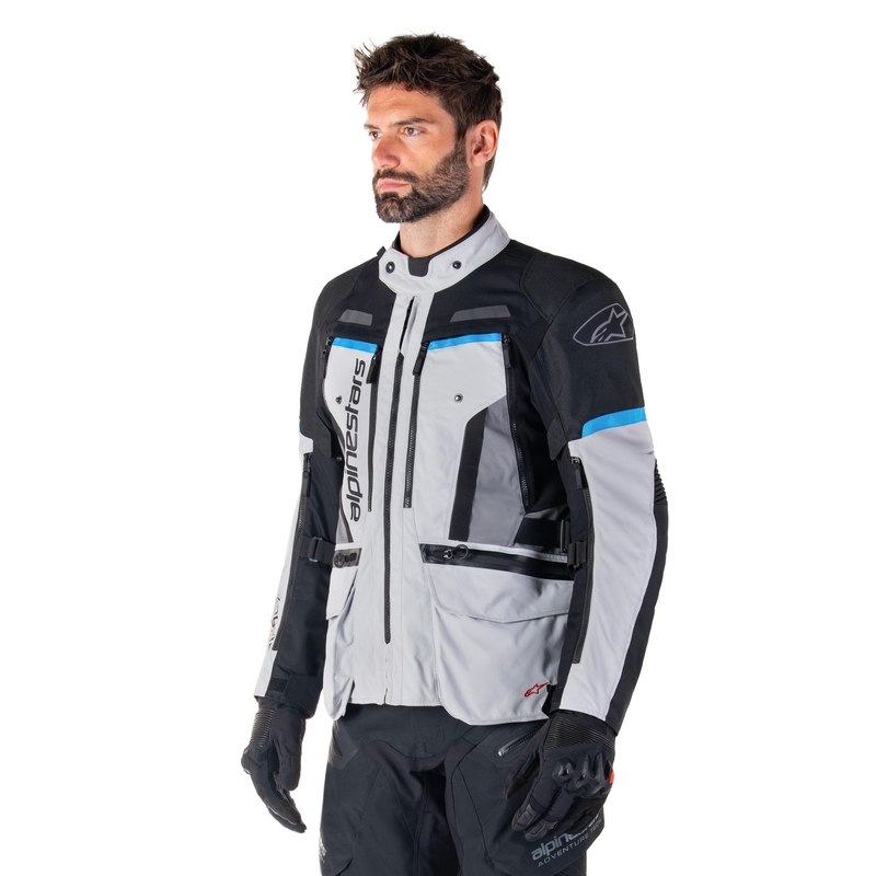 Alpinestars Bogota PRO Drystar сиво-черно-синьо яке за мотоциклет