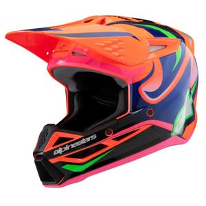 Детска каска за мотокрос Alpinestars S-M3 HAIDEN DEEGAN флуоро-оранжево-лилаво-розово-зелено