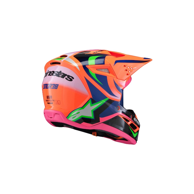 Детска каска за мотокрос Alpinestars S-M3 HAIDEN DEEGAN флуоро-оранжево-лилаво-розово-зелено