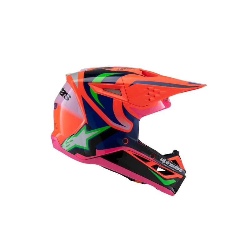 Детска каска за мотокрос Alpinestars S-M3 HAIDEN DEEGAN флуоро-оранжево-лилаво-розово-зелено