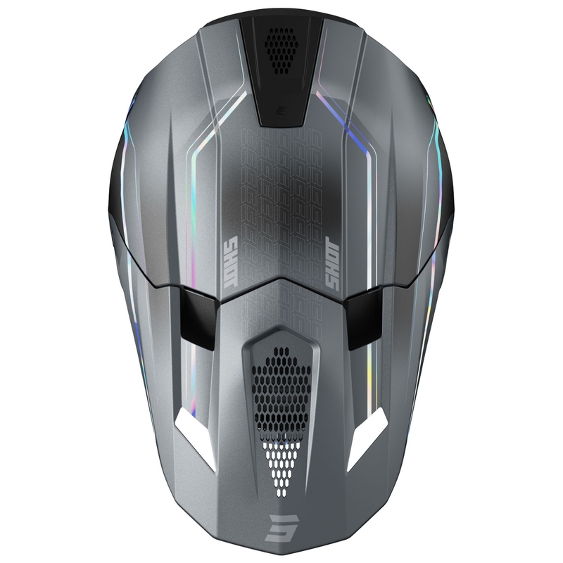 Мотокрос каска Shot Lite Challenger pearl grey holographic