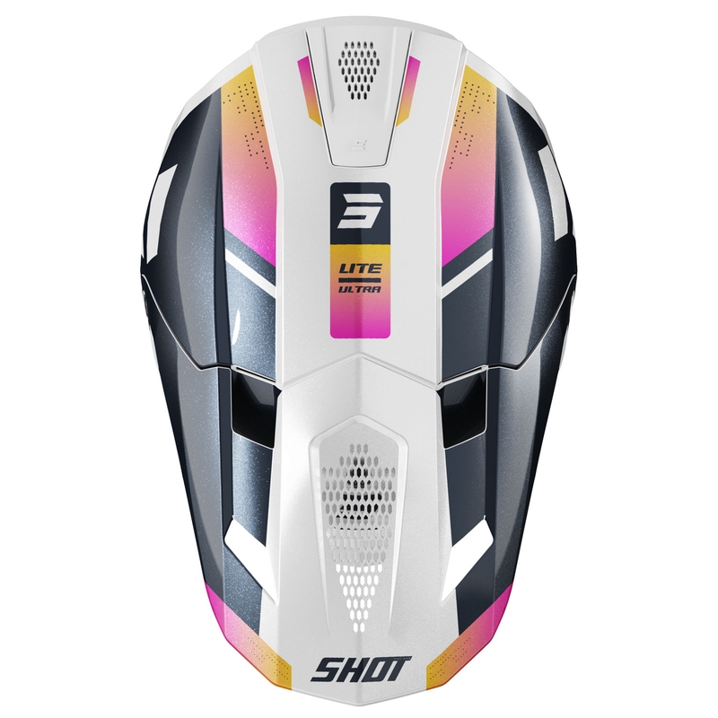 Каска за мотокрос Shot Lite Ultra pearl blue-orange-pink