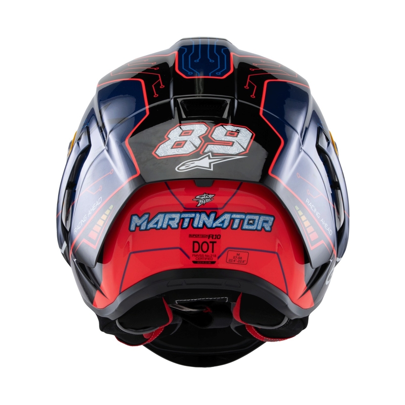 Alpinestars Supertech R-10 лимитирана серия Martinator Jorge Martin синьо-лилаво-червено-жълта интегрална мотоциклетна каска