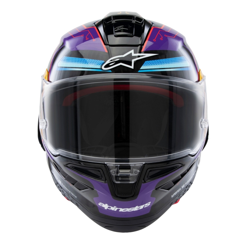 Alpinestars Supertech R-10 лимитирана серия Martinator Jorge Martin синьо-лилаво-червено-жълта интегрална мотоциклетна каска