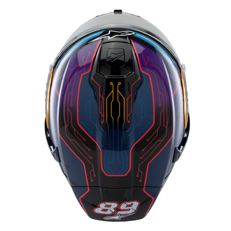 Alpinestars Supertech R-10 лимитирана серия Martinator Jorge Martin синьо-лилаво-червено-жълта интегрална мотоциклетна каска