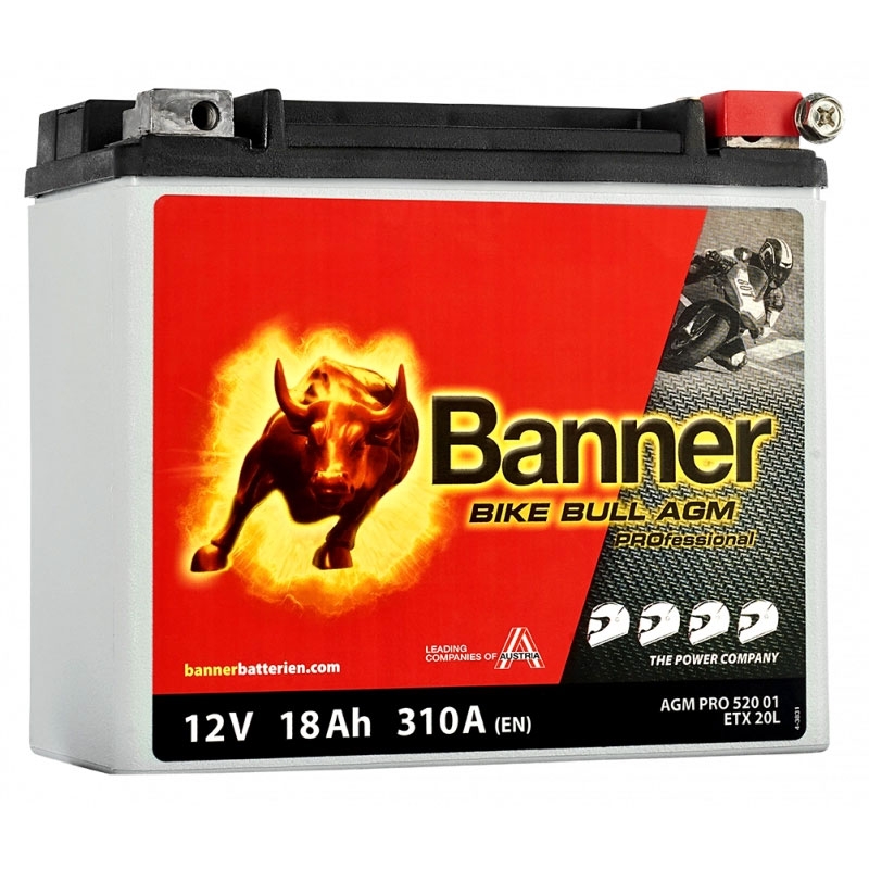 Без нужда от поддръжка Banner Bike Bull AGM PRO 520 01/BETX20L - ETX20L 12V, 18Ah, 310A