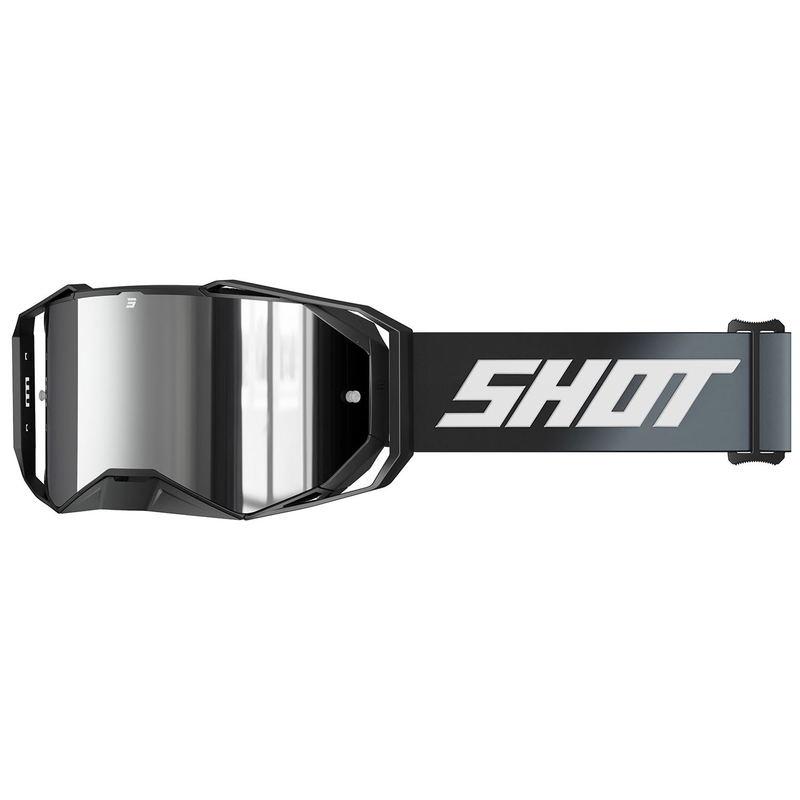 Очила за мотокрос Shot Lite Твърдо черно със сребрист иридиев плексиглас