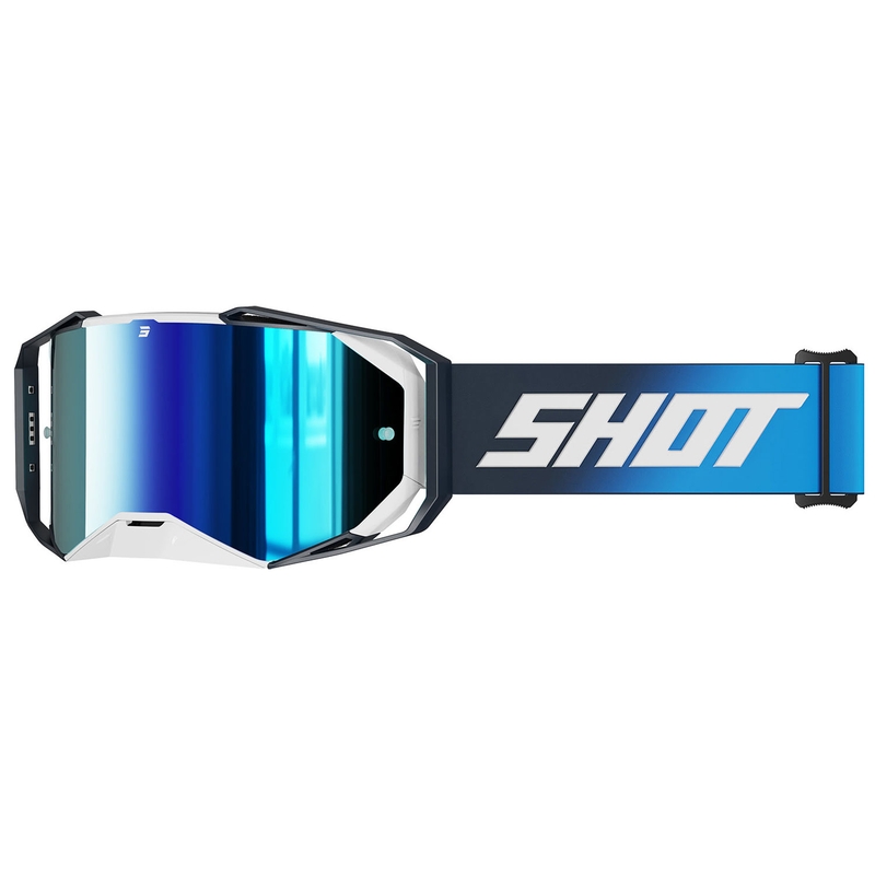 Очила за мотокрос Shot Lite Твърдо синьо със син иридиев плексиглас