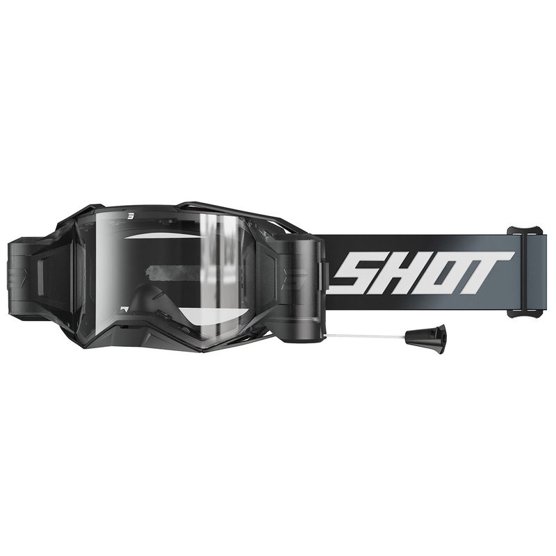 Очила за мотокрос Shot Lite Roll-Off Твърдо черно с прозрачен плексиглас