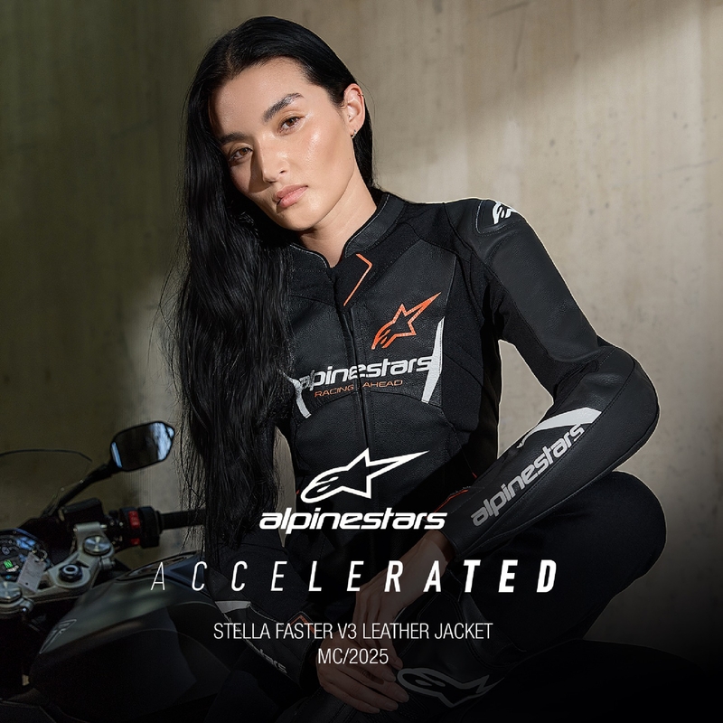 Alpinestars Stella Faster 3 дамско кожено яке за мотоциклет Черно-бяло-флуо червено