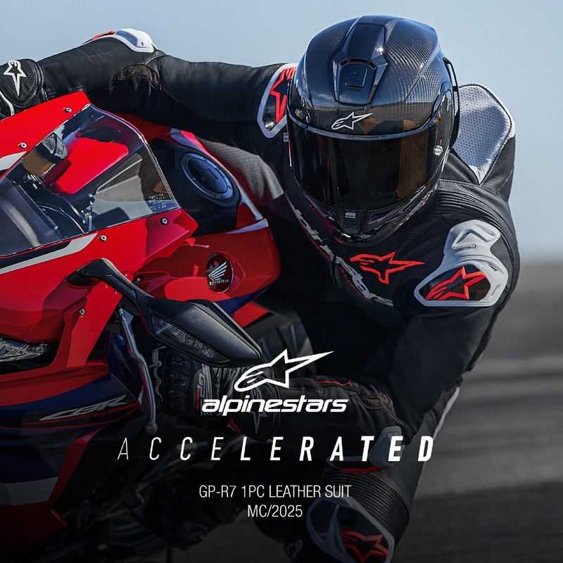 Alpinestars GP-R7 Tech-Air ready/compatible черен-бял-флуо червен кожен костюм от една част за мотоциклет