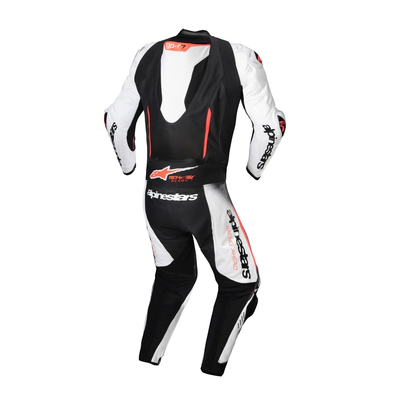 Alpinestars GP-R7 Tech-Air готов/съвместим бяло-черен-флуо червен кожен костюм от една част