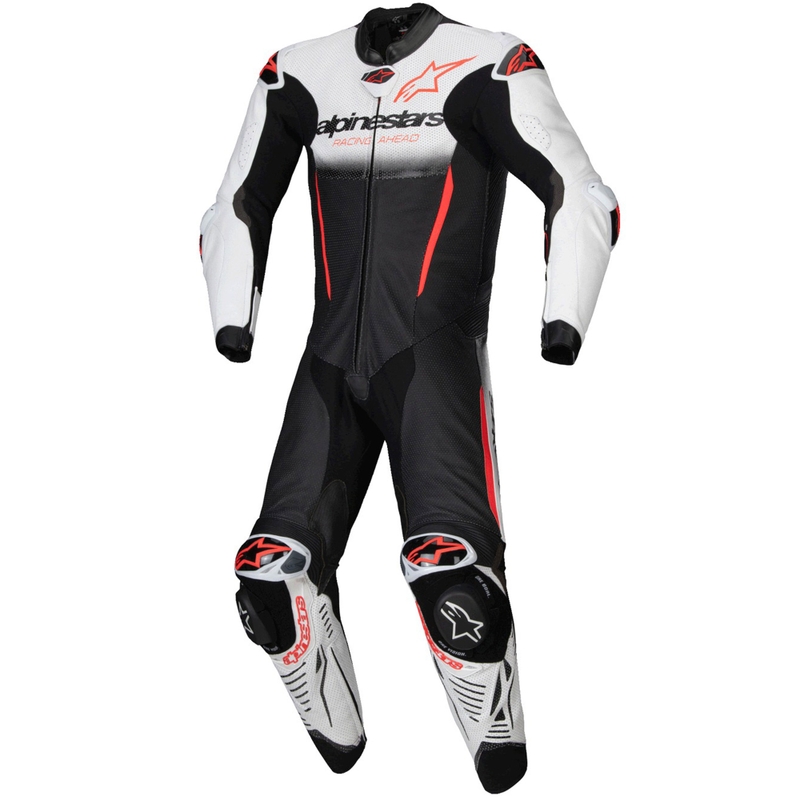 Alpinestars GP-R7 Tech-Air готов/съвместим бяло-черен-флуо червен кожен костюм от една част