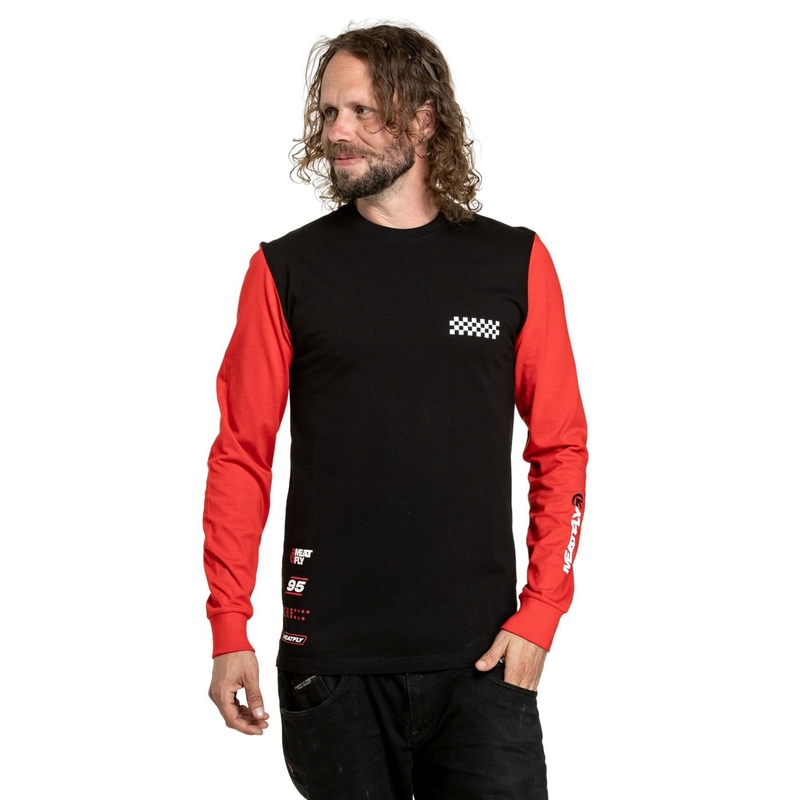Тениска с дълъг ръкав Meatfly Appex черно-червена