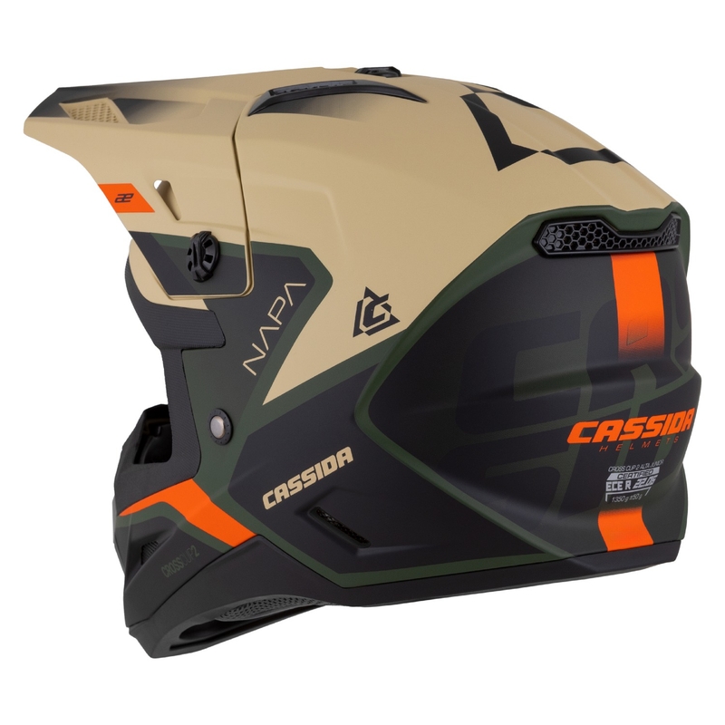 Детска мотоциклетна каска за мотокрос Cassida Cross Cup 2 Napa matt sand-green-orange-black