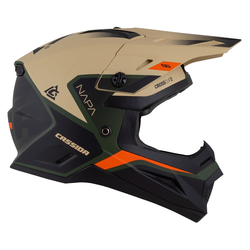 Детска мотоциклетна каска за мотокрос Cassida Cross Cup 2 Napa matt sand-green-orange-black