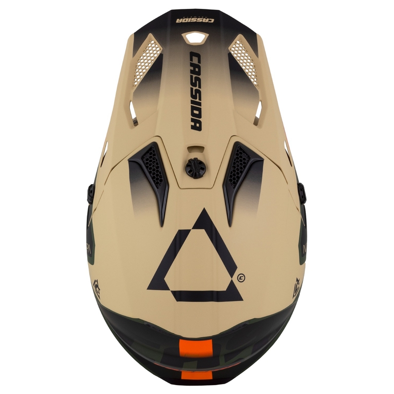 Детска мотоциклетна каска за мотокрос Cassida Cross Cup 2 Napa matt sand-green-orange-black