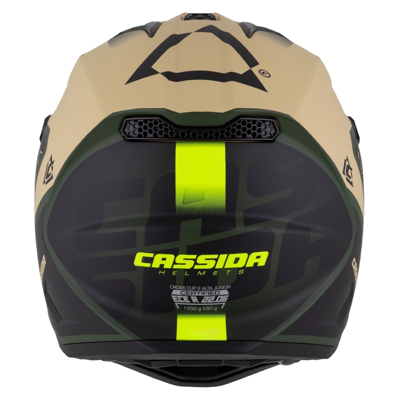 Детска мотоциклетна каска за мотокрос Cassida Cross Cup 2 Napa matt sand-green-fluo yellow-black