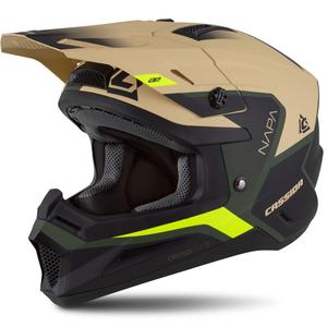 Детска мотоциклетна каска за мотокрос Cassida Cross Cup 2 Napa matt sand-green-fluo yellow-black