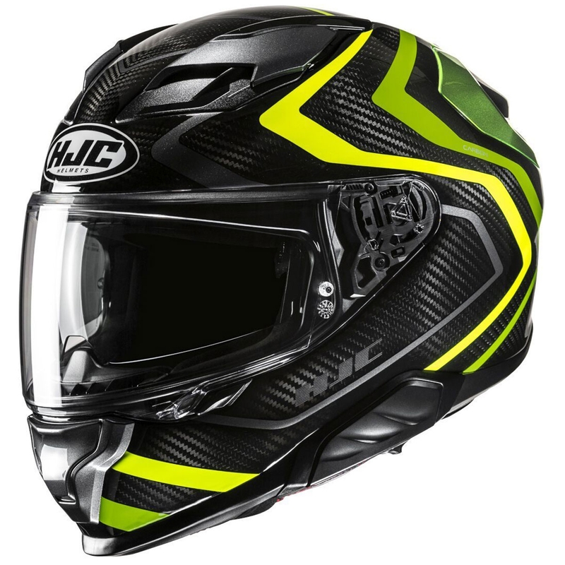 Интегрална мотоциклетна каска HJC F71 Carbon Nevio MC3H черна-флуо зелена