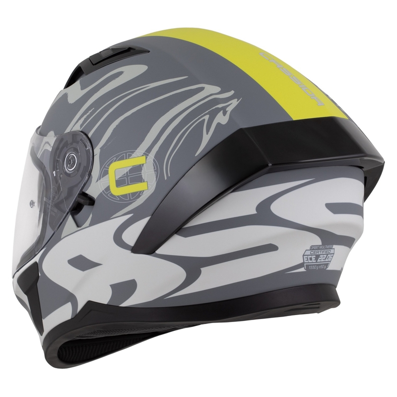 Интегрална каска Cassida Orbit Multivers матово сиво-флуорово жълто-черно