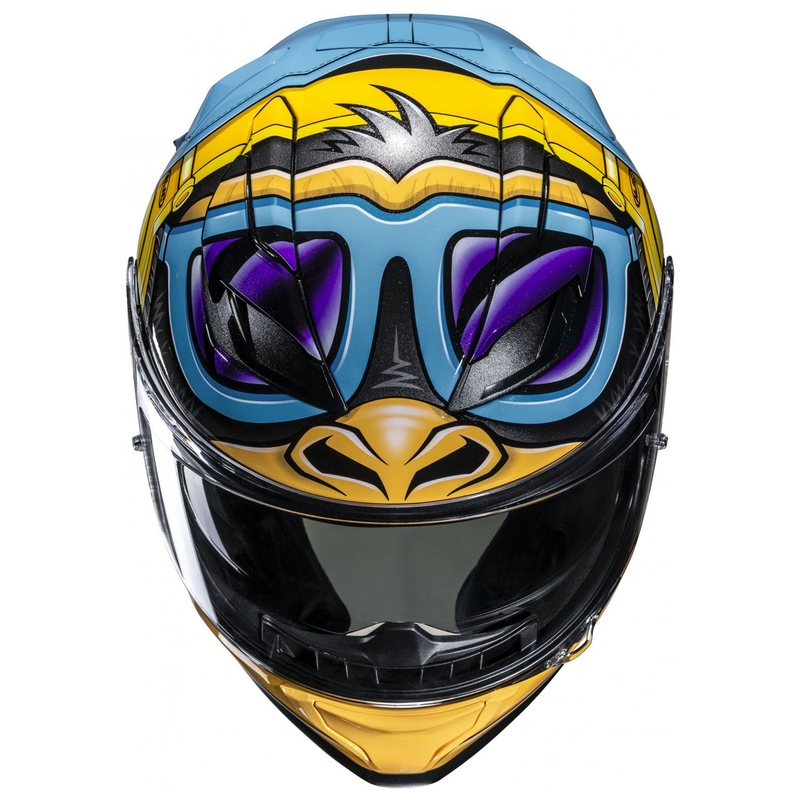 Интегрална мотоциклетна каска HJC F71 Monkey DJ MC23 синьо-жълта