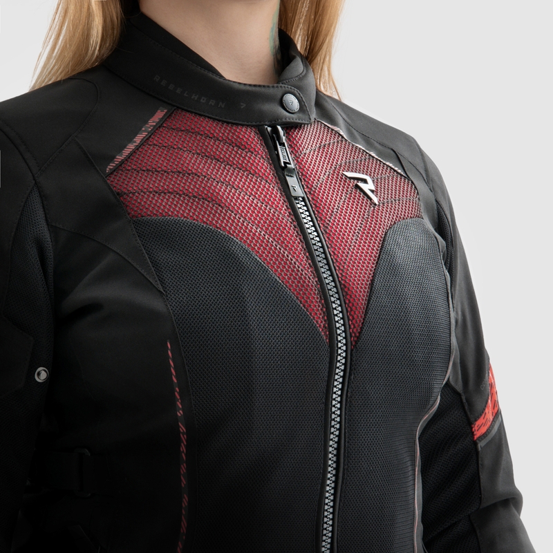 Дамско яке за мотоциклетизъм Rebelhorn Jax Black and Red