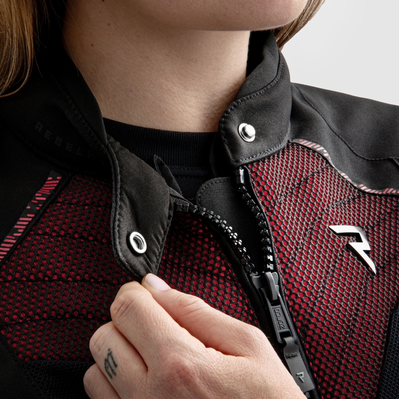 Дамско яке за мотоциклетизъм Rebelhorn Jax Black and Red