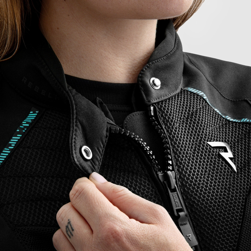 Дамско яке за мотоциклет Rebelhorn Jax Black and Mint