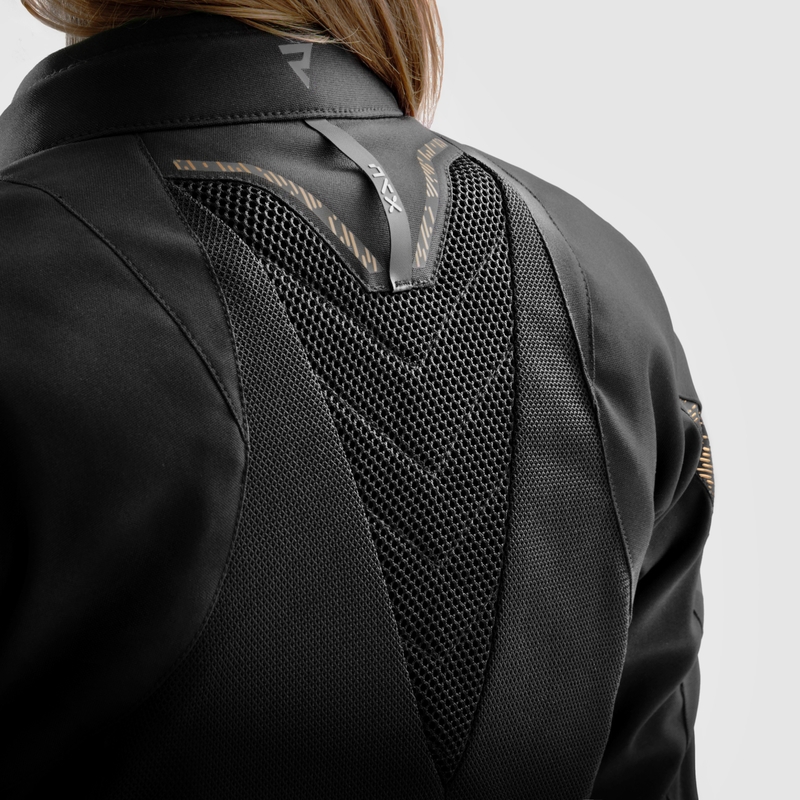 Дамско яке за мотоциклетизъм Rebelhorn Jax Black and Gold