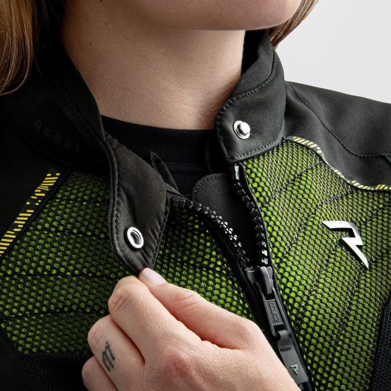 Дамско мотоциклетно яке Rebelhorn Jax black-fluo yellow