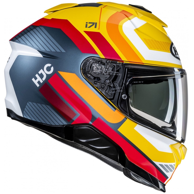 Интегрална мотоциклетна каска HJC i71 Viz MC3SF жълто-червено-черна